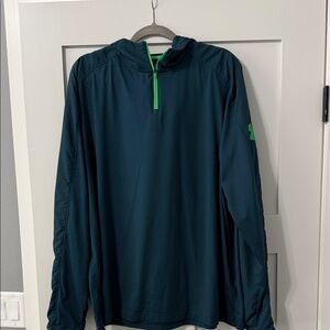 Under Armour Men's Dark Teal Hooded 1/4 zip - size XXL